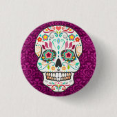 Feliz Muertos - Happy Sugar Skull Button Pin (Voorkant)