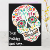 Feliz Muertos - Happy Sugar Skull Custom BIG Card Kaart (Gele Bloem)