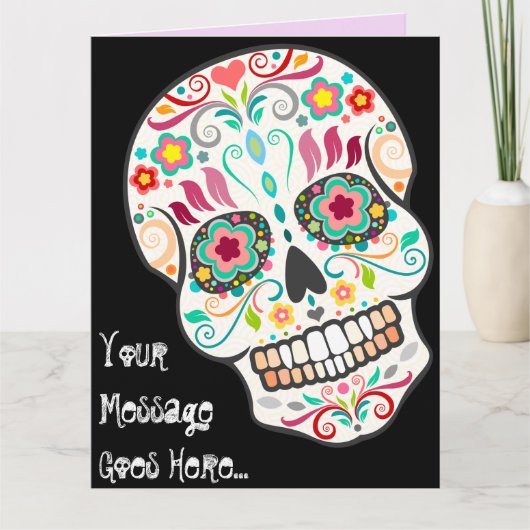 Feliz Muertos - Happy Sugar Skull Custom BIG Card Kaart (Voorkant)