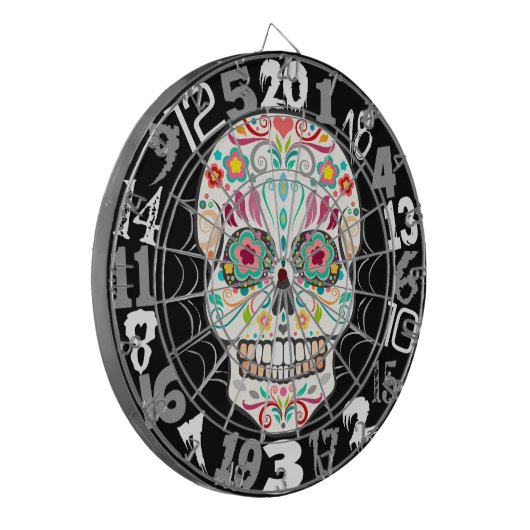 Feliz Muertos - Happy Sugar Skull Dartboard Dartbord (Voorkant Links)