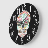 Feliz Muertos - Happy Sugar Skull-klok Grote Klok (Hoek)
