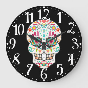 Feliz Muertos - Happy Sugar Skull-klok Grote Klok