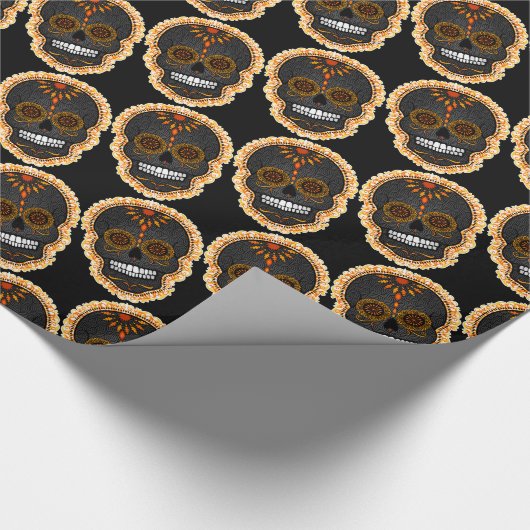 Feliz Muertos - Happy Sugar Skulls Wrapping Paper Cadeaupapier (Hoek)