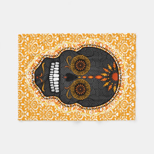 Feliz Muertos - het Feestelijke Patroon van de Fleece Deken (Voorkant (Horizontaal))