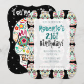 Feliz Muertos Skulls op Black Custom Invitations Kaart (Voorkant / Achterkant)