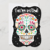 Feliz Muertos Skulls op Black Custom Invitations Kaart (Achterkant)