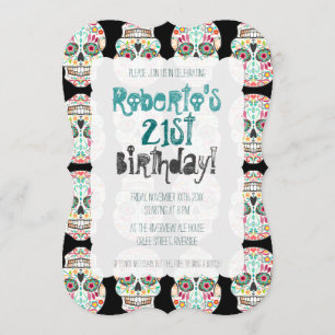 Feliz Muertos Skulls op Black Custom Invitations Kaart