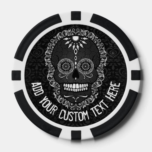 Feliz Muertos - Sugar Skull Custom Poker Chips (Voorkant)