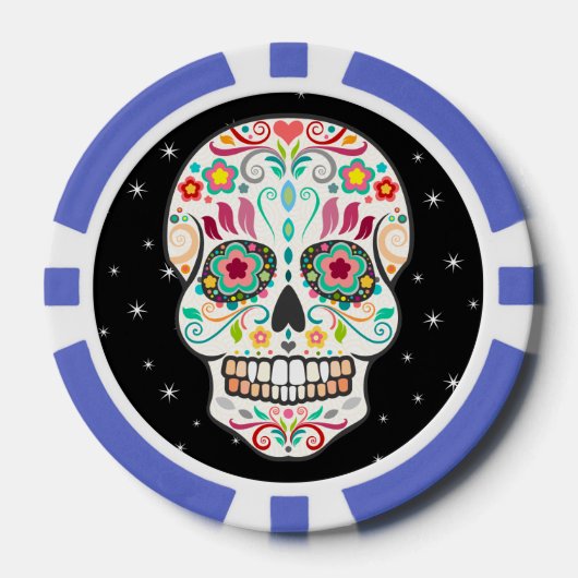 Feliz Muertos - Sugar Skull Custom Poker Chips (Voorkant)