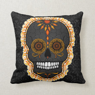 Feliz Muertos - Sugar Skull op Damask Sierkussen