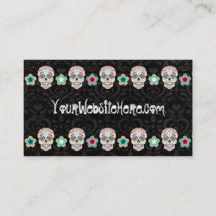 Feliz Muertos - Sugar Skulls op Damask Bizcards Visitekaartje