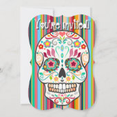 Feliz Muertos Sugar Skulls op Festive Stripes Kaart (Achterkant)