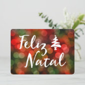 Feliz Natal Bokeh-boomverlichting Kaart (Staand voorkant)