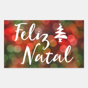 Feliz Natal Bokeh-boomverlichting Rechthoekige Sticker