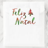 Feliz Natal Bokeh-boomverlichting Rechthoekige Sticker (Tas)