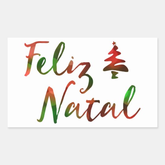 Feliz Natal Bokeh-boomverlichting Rechthoekige Sticker (Voorkant)