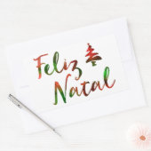 Feliz Natal Bokeh-boomverlichting Rechthoekige Sticker (Envelop)