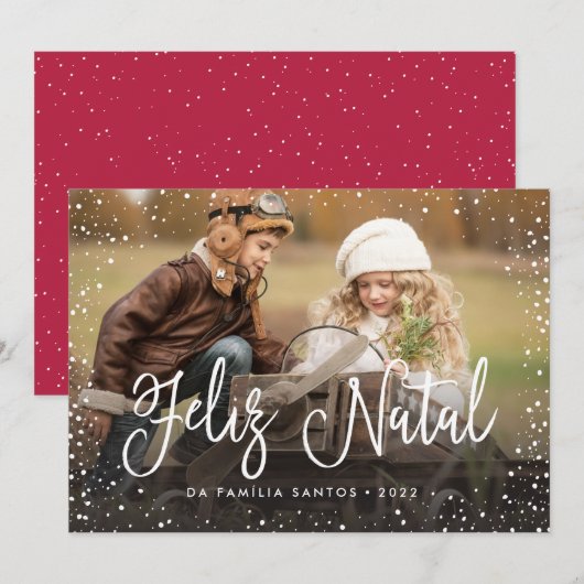 Feliz Natal | Cartão de Natal Feestdagenkaart (Voorkant / Achterkant)