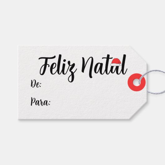 Feliz Natal com a touca do Papai Noel Cadeaulabel (Voorkant (Horizontaal))
