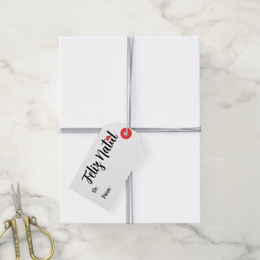 Feliz Natal com a touca do Papai Noel Cadeaulabel (Met Touw)