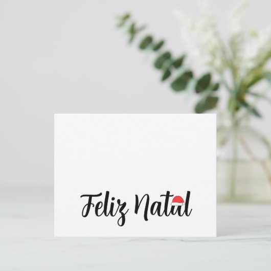 Feliz Natal com a touca do Papai Noel Feestdagenkaart (Staand voorkant)