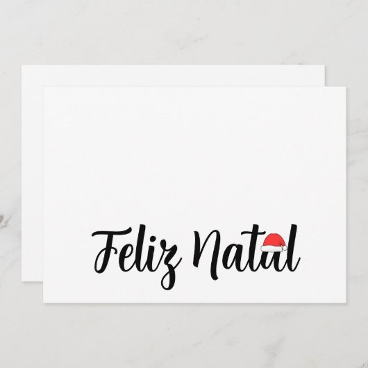 Feliz Natal com a touca do Papai Noel Feestdagenkaart (Voorkant / Achterkant)