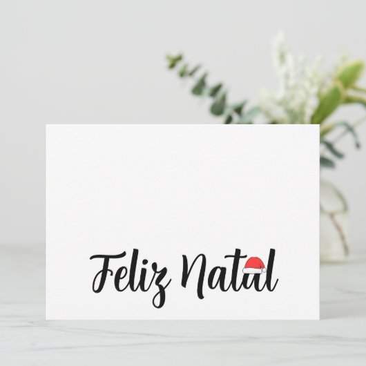 Feliz Natal com a touca do Papai Noel Feestdagenkaart (Staand voorkant)