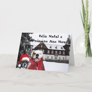 Feliz Natal e Próspero Ano Novo Boxer Dogs-kaart Feestdagen Kaart