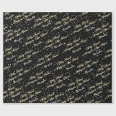 Feliz Natal e Prospero Ano Novo Naam Black White Cadeaupapier (Vlak)