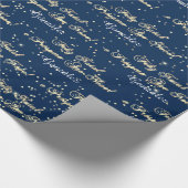 Feliz Natal e Prospero Ano Novo Naam Blauwe Marine Cadeaupapier (Hoek)