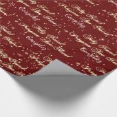 Feliz Natal e Prospero Ano Novo Name Burgundy Cadeaupapier (Hoek)