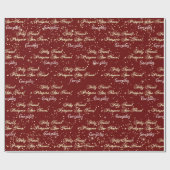 Feliz Natal e Prospero Ano Novo Name Burgundy Cadeaupapier (Vlak)