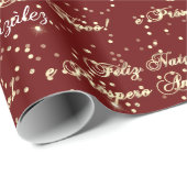 Feliz Natal e Prospero Ano Novo Name Burgundy Cadeaupapier (Rol Hoek)