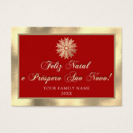 Feliz Natal e Próspero Ano Novo Royal Gold Red Visitekaartje