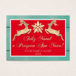 Feliz Natal e um Próspero Ano Novo Gold Red Rustic Visitekaartje