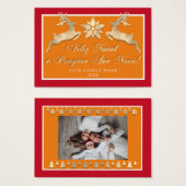 Feliz Natal e um Próspero Ano Novo Gold Red Visitekaartje (Voorkant /achterkant)