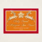 Feliz Natal e um Próspero Ano Novo Gold Red Visitekaartje (Voorkant)