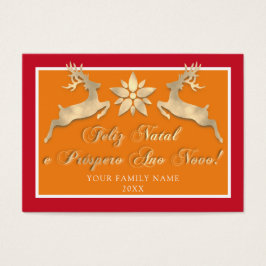 Feliz Natal e um Próspero Ano Novo Gold Red Visitekaartje