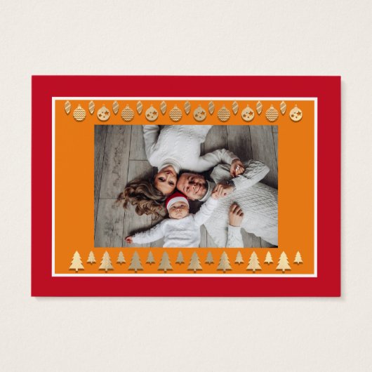 Feliz Natal e um Próspero Ano Novo Gold Red Visitekaartje (Achterkant)