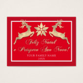 Feliz Natal e um Próspero Ano Novo Rustic Red Gold Visitekaartje (Voorkant)