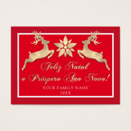 Feliz Natal e um Próspero Ano Novo Rustic Red Gold Visitekaartje