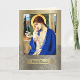 Feliz Natal. Fijne Kunst Kerstmis Kaart in het Por