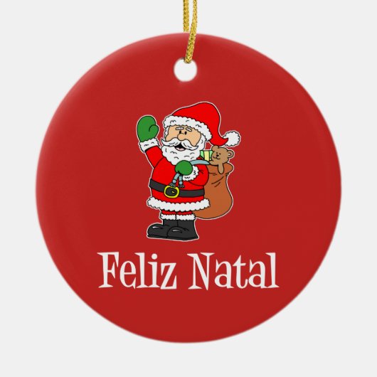 Feliz Natal-kerstman (RED) Keramisch Ornament (Voorkant)