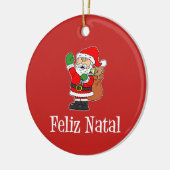 Feliz Natal-kerstman (RED) Keramisch Ornament (Links)