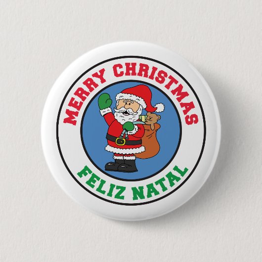 Feliz Natal Merry Kerstkerstkerstkerstkerstkerstke Ronde Button 5,7 Cm (Voorkant)