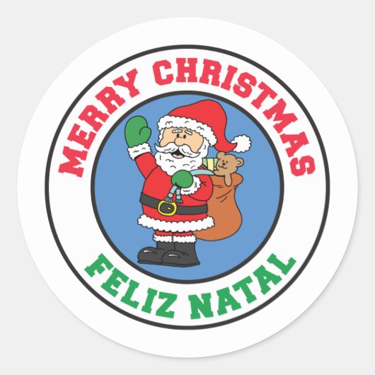 Feliz Natal Merry Kerstkerstkerstkerstkerstkerstke Ronde Sticker (Voorkant)