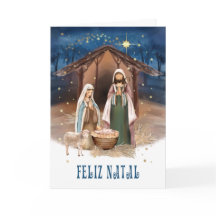Feliz Natal. Nativiteitskaart in het Portugees