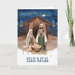 Feliz Natal. Nativiteitskaart in het Portugees Feestdagen Kaart