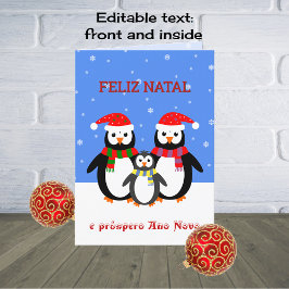 Feliz natal pinguins portugese kerst feestdagen kaart