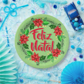 Feliz Natal Portugal Merry Kerstmis 9" Papieren Bordje (Feest)